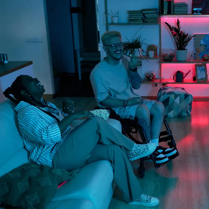 A couple enjoying UV lights